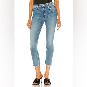 MOTHER The Mid-Rise Dazzler Crop Fray Jeans Blowing Kisses Womens Size 27